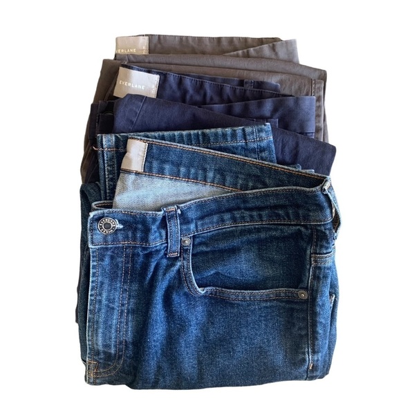 Everlane Pants Mens 34x26 Lot of 3 Slacks Jeans Size Blue Gray Denim Short